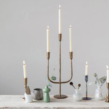 Hand-Forged Antique Brass Metal Candelabra