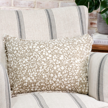 20" Beige Floral & Leaf Pillow