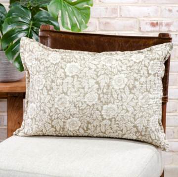 20" Beige Spring Floral Pillow