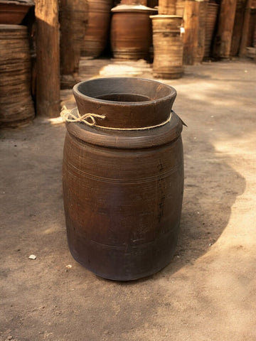Handmade Dark Wooden Water Pot