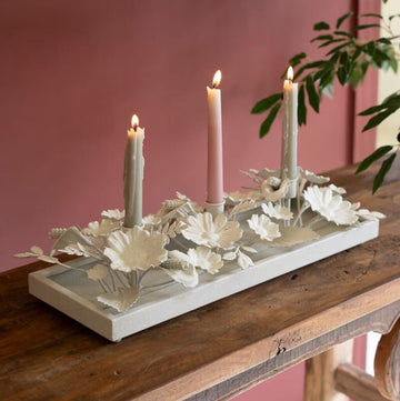Floral Metal 3 Taper Candelabra
