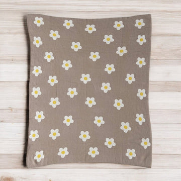 Cotton Knit Flower Baby Blanket