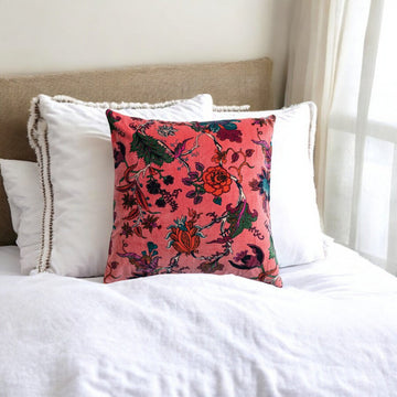 Bright Velvet Floral Printed Pillow