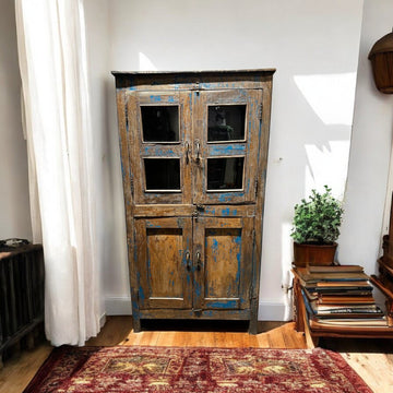 Blue 4 Door Wooden Cabinet