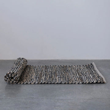 Woven Cotton Chindi & Leather Rug