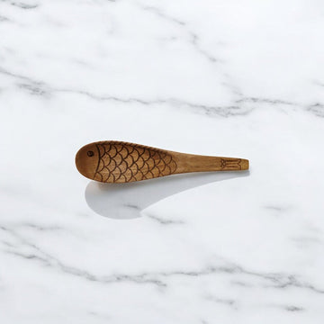 Carved 6" Acacia Wood Fish Spoon