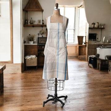 Cotton Plaid Apron w/ Buttons & Rivets