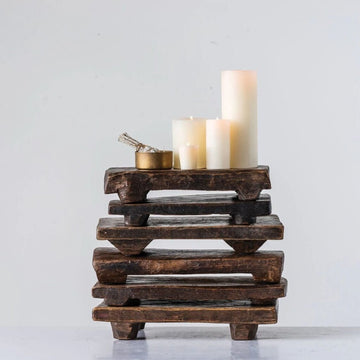 Vintage Rustic Wood Pedestal