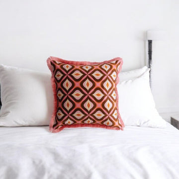 Pink & Orange Eyelash Fringe Pillow