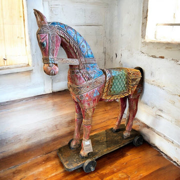 Painted Carved Wooden Horse