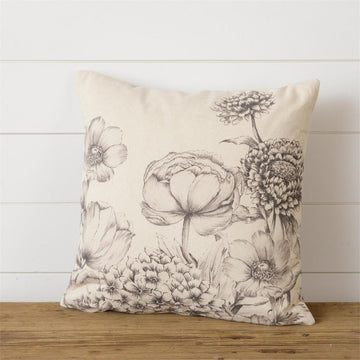 Beautiful Black Print Floral Pillow