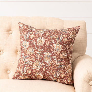 Rust & Navy Block Print Pillow