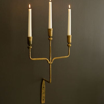 Forged Iron Brass 3 Taper Wall Sconce