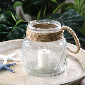 Criss Cross Jar w/ Jute Handle