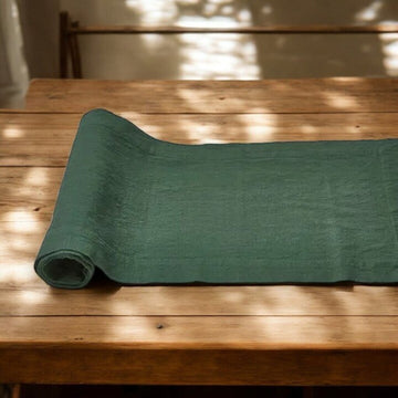 Dark Green Slub Table Runner