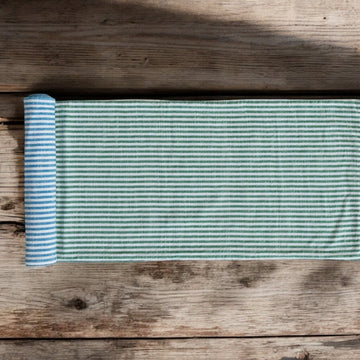 Green/ Blue Striped Reversible Table Runner