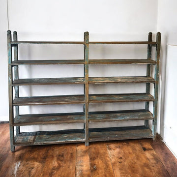 Distressed Blue Recycled Wood Shelf