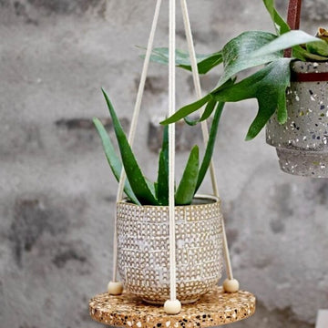 Embossed Weave Stoneware Planter