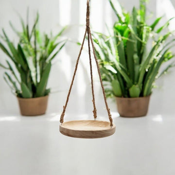 Paulownia Wood Hanging Tray w/ Jute Rope