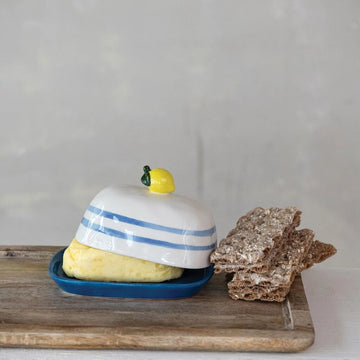 Hand Painted Lemon Butter Dish
