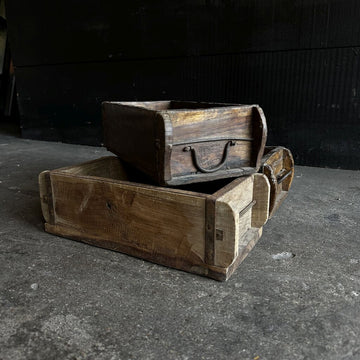 Dark Wooden Tray w Iron Handle