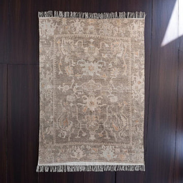 Cotton Chenille Distressed Print Rug + Fringe