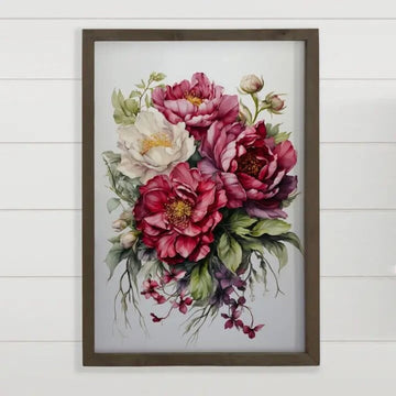 Red Peony Blooms Canvas Art