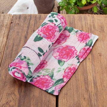 Live Life In Full Bloom Peony Baby Swaddle Blanket