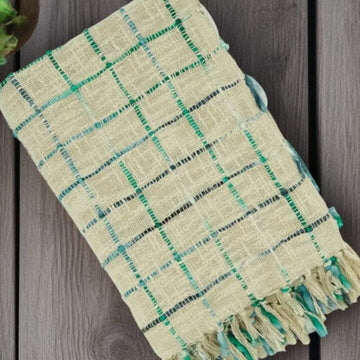 Blue & Green Cross Hatch Throw