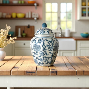 Blue Floral Ginger Jar + lid