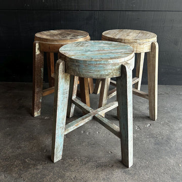 Round Chippy Wooden Stool