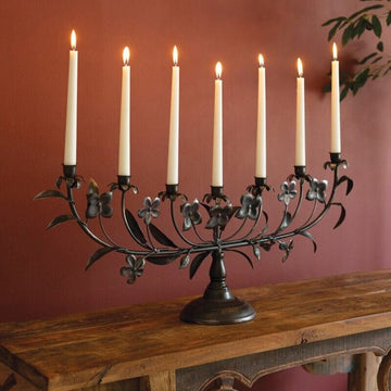 Metal Flower 7 Taper Candelabra