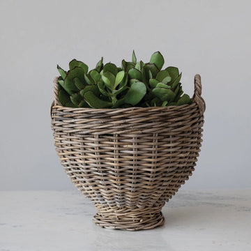 Rattan Footed Basket + Handles
