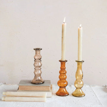 Recycled Glass Taper Candle Holder