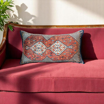 Carpet Pattern Velvet Lumbar Pillow + Fringe