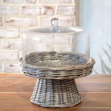 Glass Cake Dome + Willow Base