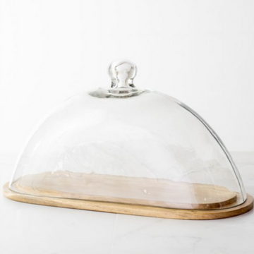 Wood Cake Stand + Glass Lid