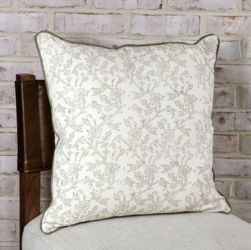 Olive & Cream Budding Stems Pillow
