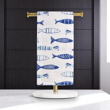 Blue & White Fish Hand Towel