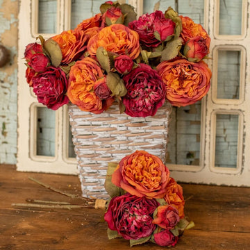 Orange & Burgundy Dried Rose Bundle