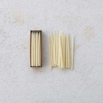 Unscented Ivory Thin Taper Candles in Box (Set of 24)