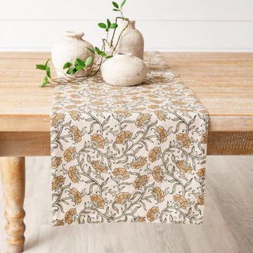 Dandelion Block Print Table Runner