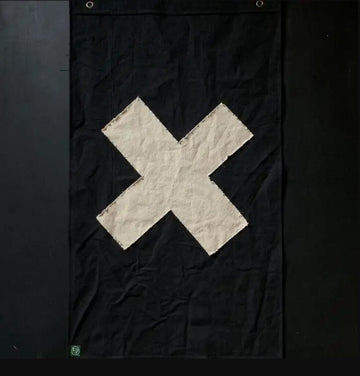 Commanding Black X Canvas Flag