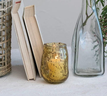 Citron Seeded Glass Votive Holder