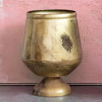 Antique Brass Metal Footed Planter