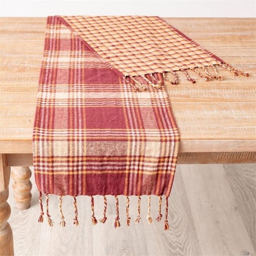 Burgundy & Mustard Plaid Table Runner