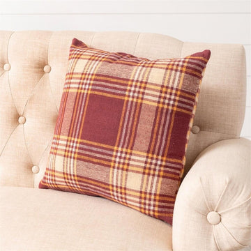Burgundy & Mustard Plaid Pillow