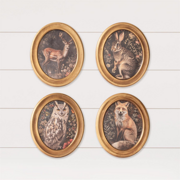 Round Gold Framed Forest Animal