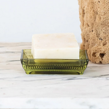 Olive Pressed Glass Soap Dish
