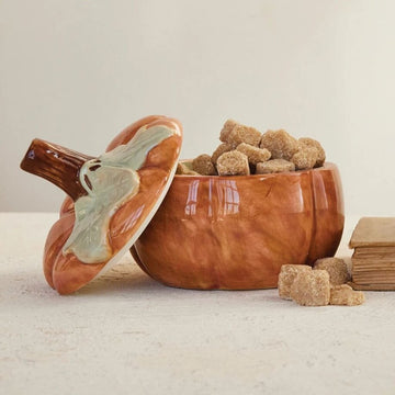 Stoneware Pumpkin Jar